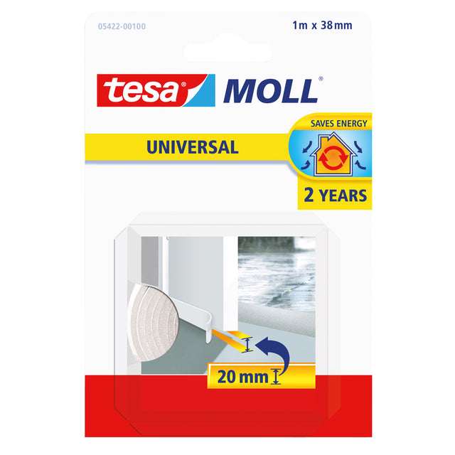 Tesa -  Tochtstrips moll uni zelfkl deur 1mx38mm wit