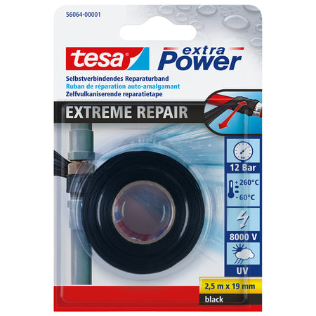 Tesa - Repairatiee ® Reparación Extrema 2.5mx19mm negro | 6 piezas