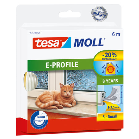 Tesa - Burlete moll® perfil E goma autoadhesivo 6mx9mm blanco