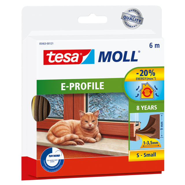 Tesa -Draft Strip Moll E -Profile Self -KL 6mx9mm Brown | Blasen Sie ein 1 Stück