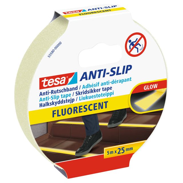 Tesa - anti-slip e, ft 5 m x 25 mm, fluogeel