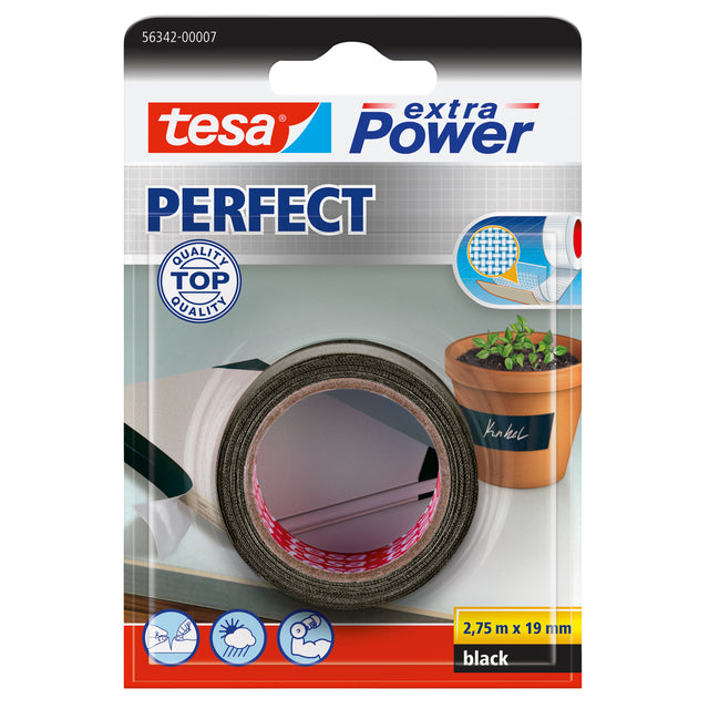 TESA - Réparation Perfect 2,75mx19mm Black | Blister un 1 rouleau