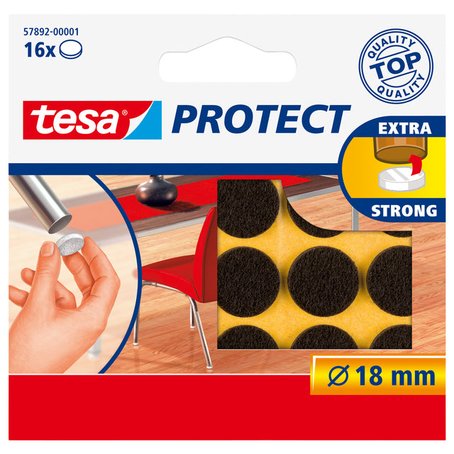 Tesa - Feltro protettivo ® Protect antigraffio Ø18mm marrone 16 pezzi