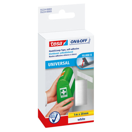 Tesa - Velcro ® On Off 1mx20mm autoadhesivo blanco