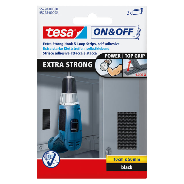 TESA - Velcro on Off Extra Strong 50mmx10cm ZW | Blister un 1 morceau