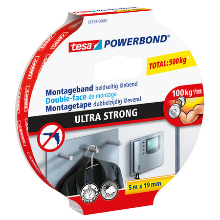 Tesa - Montagee ® Powerbond Ultra fuerte doble cara 5mx19mm blanco | 10 piezas