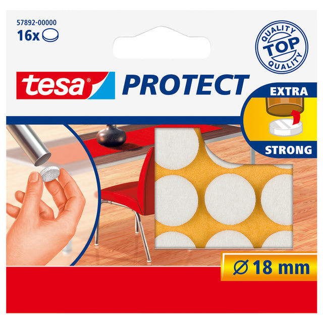 Tesa - Fieltro protector ® Protect antirayaduras Ø18mm blanco 16 piezas