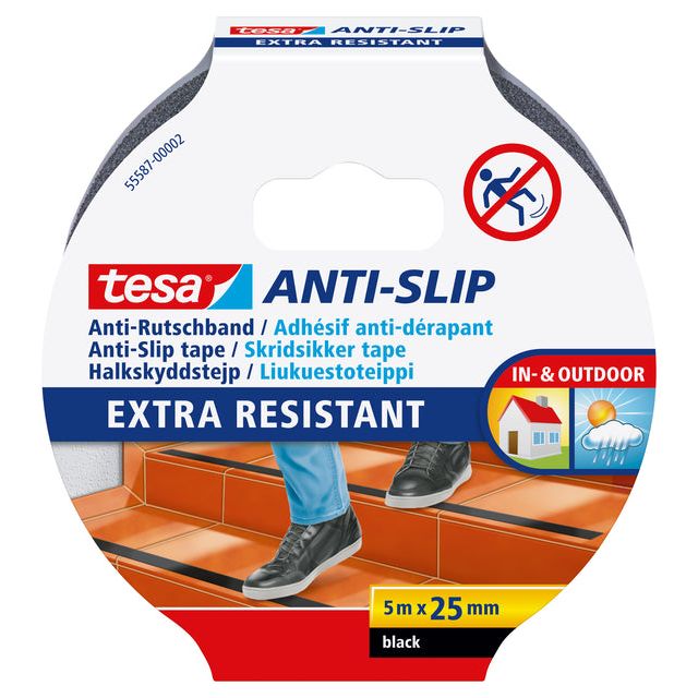 Tesa - anti-slip e, ft 5 m x 25 mm, zwart