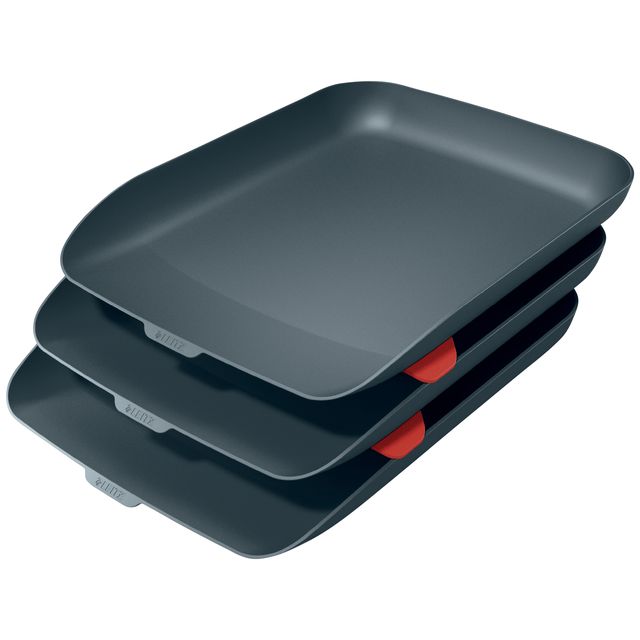 Leitz - Bandeja para cartas Cozy juego de 3 A4 gris terciopelo