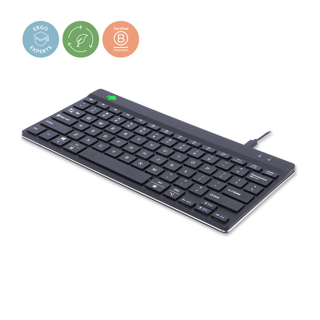 R-Go Tools -  Ergonomisch toetsenbord R-Go Compact Break, compact toetsenbord met pauzesoftware, QWERTY (US), bedraad, zwart