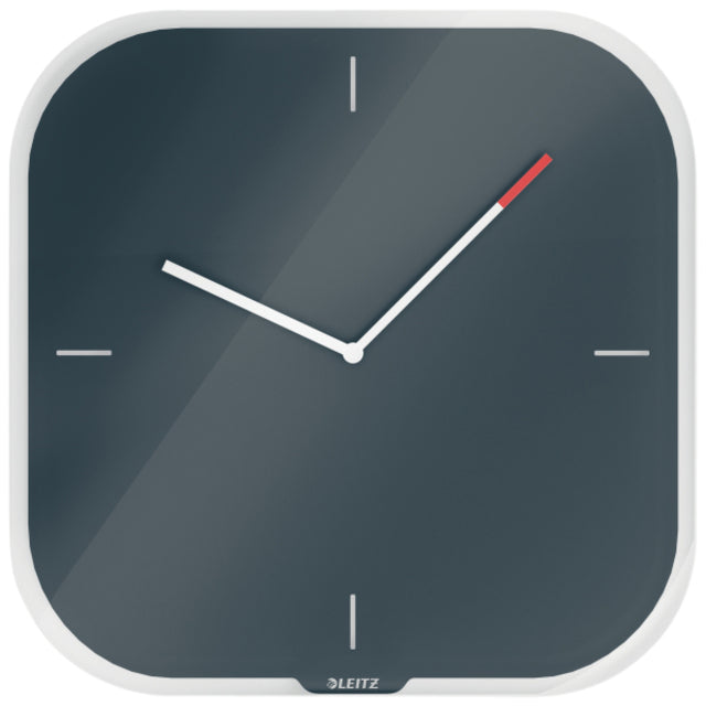 Leitz - Horloge murale Cosy verre gris