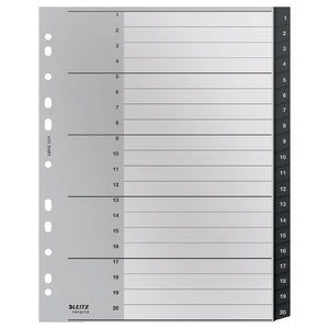 Leitz - Recycle Tab A4 11 trous 1-20 extra large PP | 3000 pièces