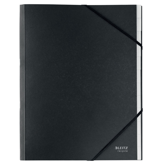 Leitz - Carpeta clasificadora Reciclaje 12 pestañas cartón negro | 4 piezas