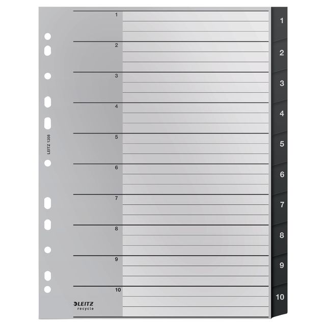 Leitz - Pestaña Reciclaje A4 11 agujeros 1-10 PP extra ancho