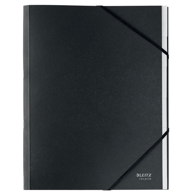 Leitz - Carpeta clasificadora Reciclaje 6 pestañas cartón negro | 6 piezas