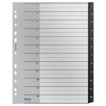 Leitz - Pestaña Reciclaje A4 11 agujeros 1-12 PP extra ancho | 3000 piezas
