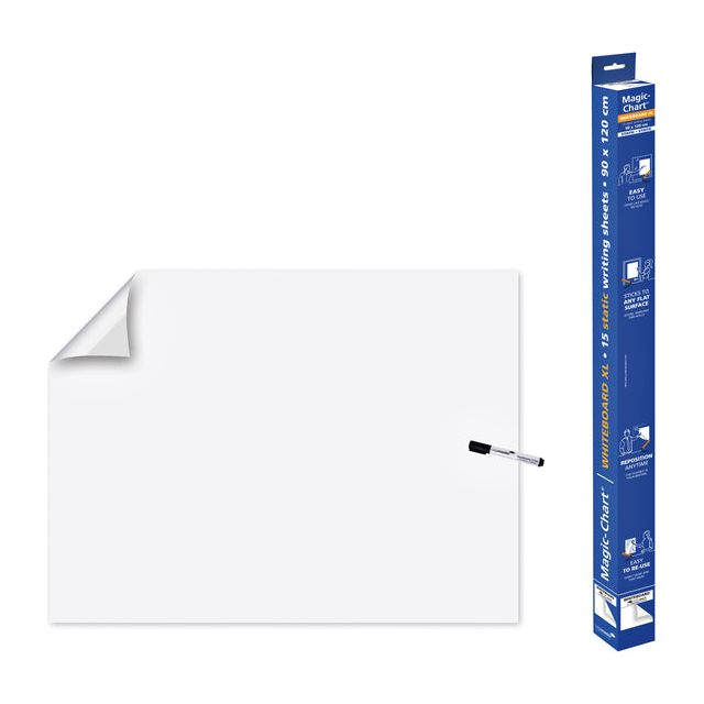 Legamaster - Magic -Chart Legamaster Whiteboard XL 90x120cm Weiß | Rolle ein 15 Blatt | 4 Stück