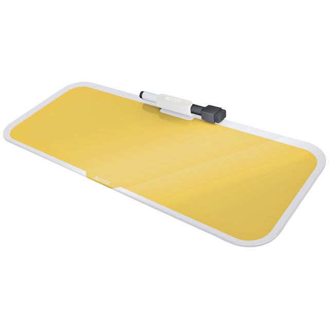 Leitz - Pad de bureau en verre Leitz jaune confortable | 4 pièces