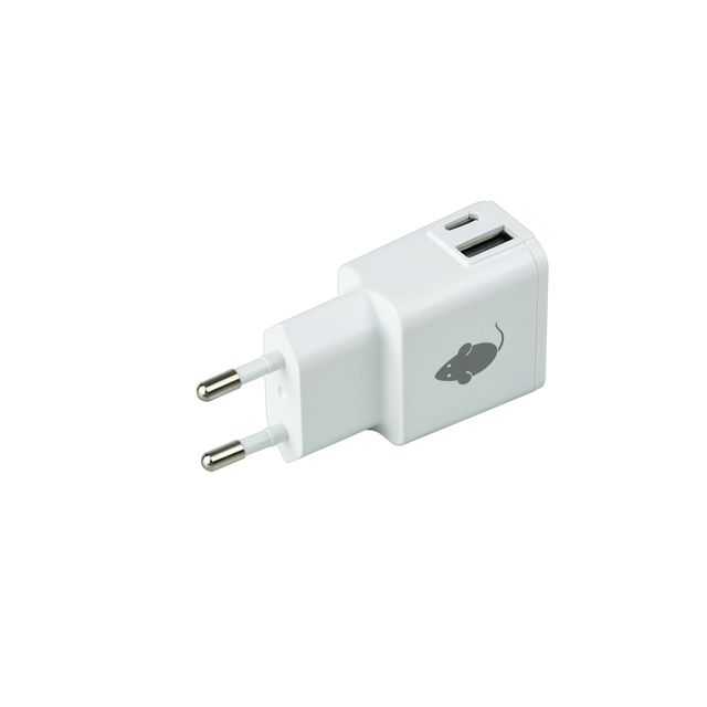 Green Mouse - Charger USB-C 1x and USB-A 1x 2.4A white | 5 pieces