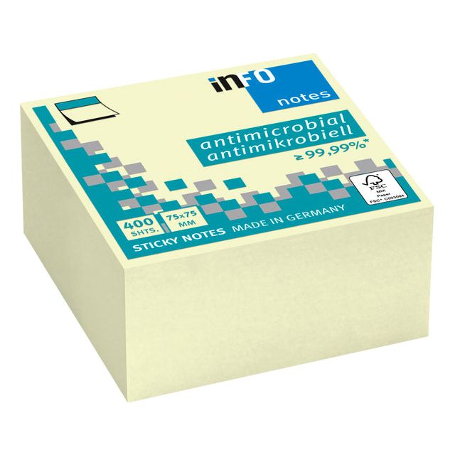 Notes d'informations - Notes d'informations Mémoblok Antimicrob 75x75mm 400V jaune | 12 pièces