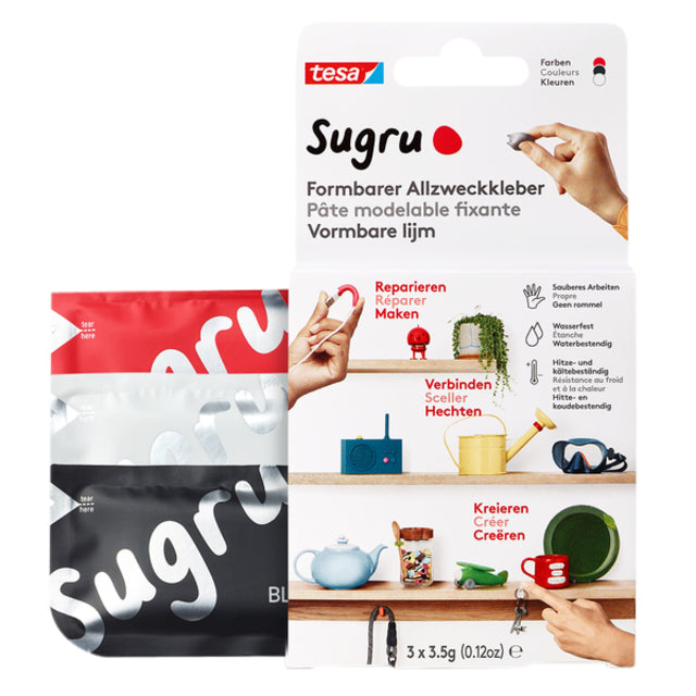 Tesa - colle malhable sugru 3pak noir blanc rouge | Prendre un 3 morceau