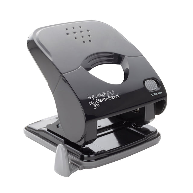 Rapesco - Perforatore Germ-Savvy Less Effort Eco X5-40ps antibatterico 2 fori nero | 6 pezzi