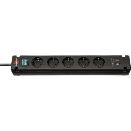 Brennerstuhl - Multipresa Bremounta a 5 vie incluse 2 USB 3 metri nero