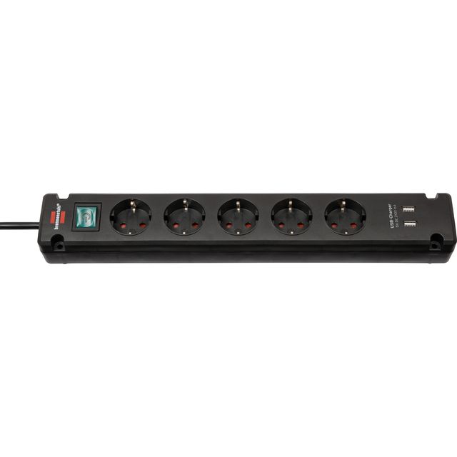Brennerstuhl - Multiprise Bremounta 5 prises dont 2 USB 3 mètres noir