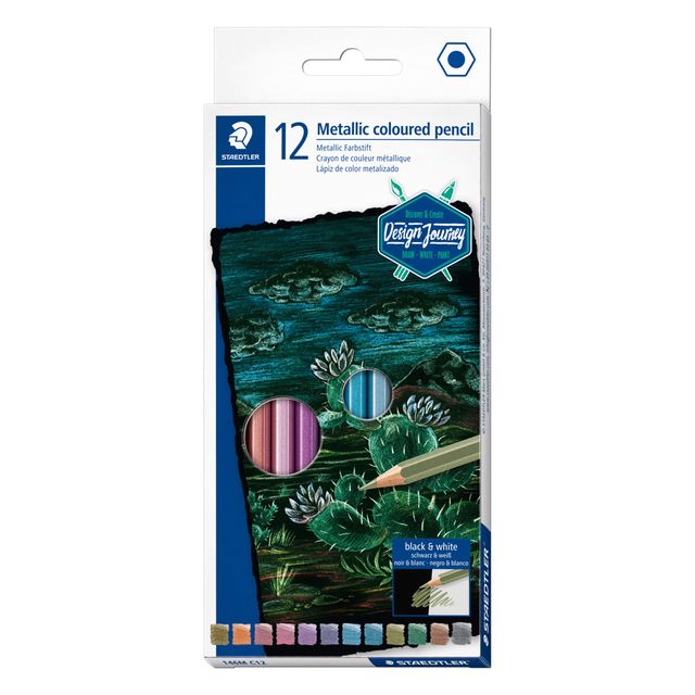 Staedtler - Crayon de couleur métallisé lot de 12 couleurs | 6 pièces