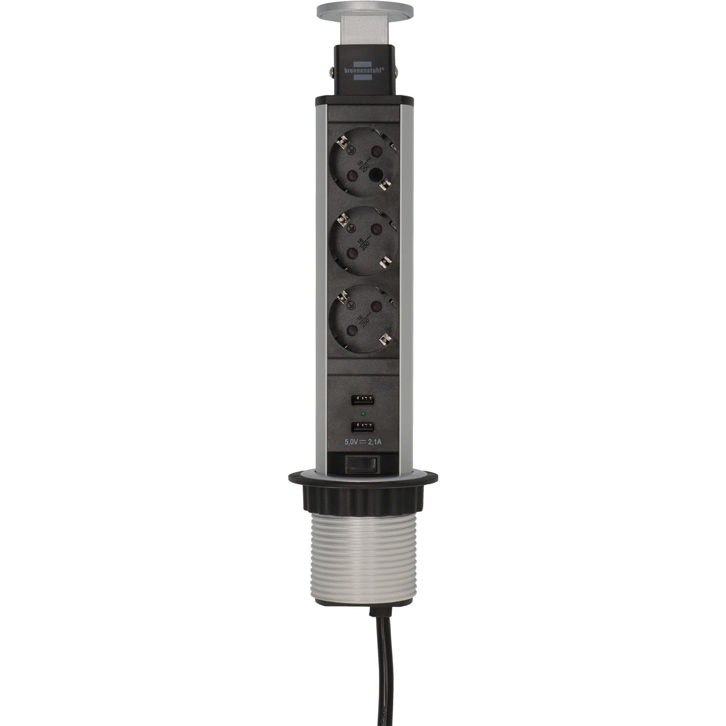 Brennenstuhl -  Stekkerdoos  toren 3vdig usb 2m zw/zi