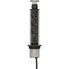 Brennerstuhl - Power strip tower 3-way including 2 USB 2 meters black/silver