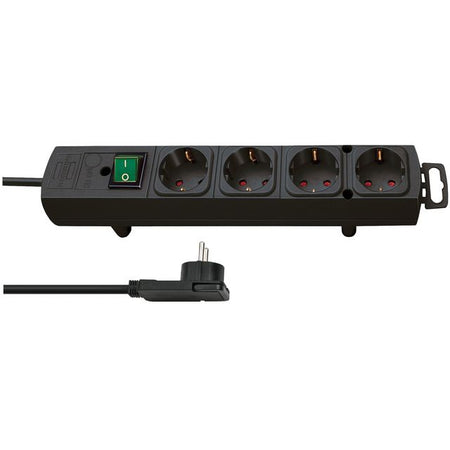 Brennerstuhl - Presa Comfort Plus a 4 vie inclusa spina piatta 2 metri nero | 4 pezzi