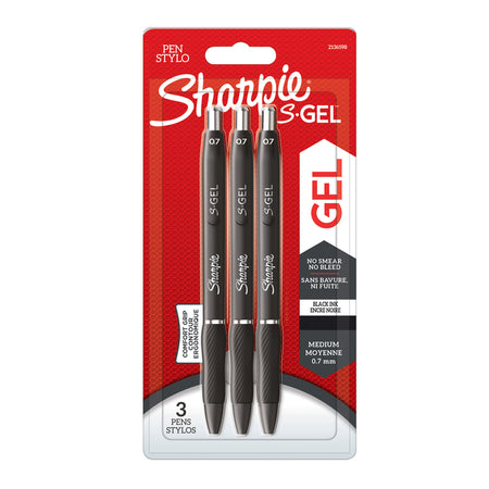 Sharpie - Gel writer ie S-gel medium black blister of 3 pieces