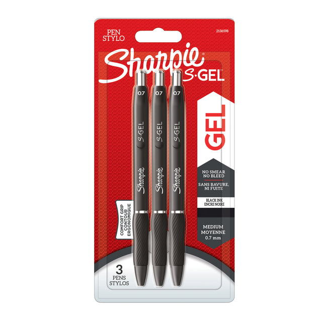 Sharpie - Gel writer ie S-gel medium black blister of 3 pieces