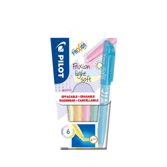 Pilot - Iluminador friXion light pastel suave surtido set de 6 piezas