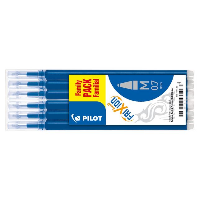 Pilot -  Rollerpenvulling  friXion medium blauw set à 6 stuks
