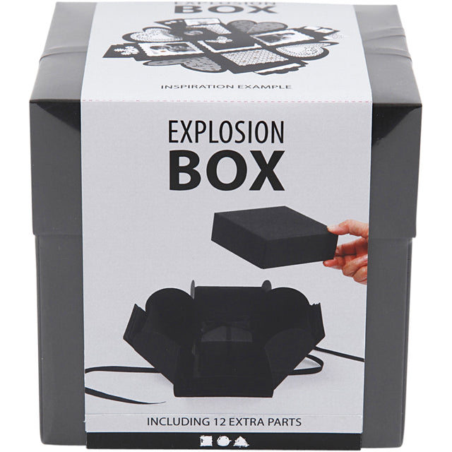 Creotime - Explosion box creativ company 12x12x12cm zwart | 4 stuks