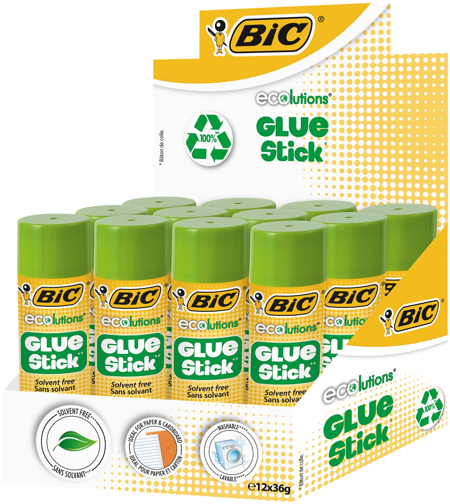 BIC - Glue stick ecolutions 36gr box of 9+3 free | 16 pieces