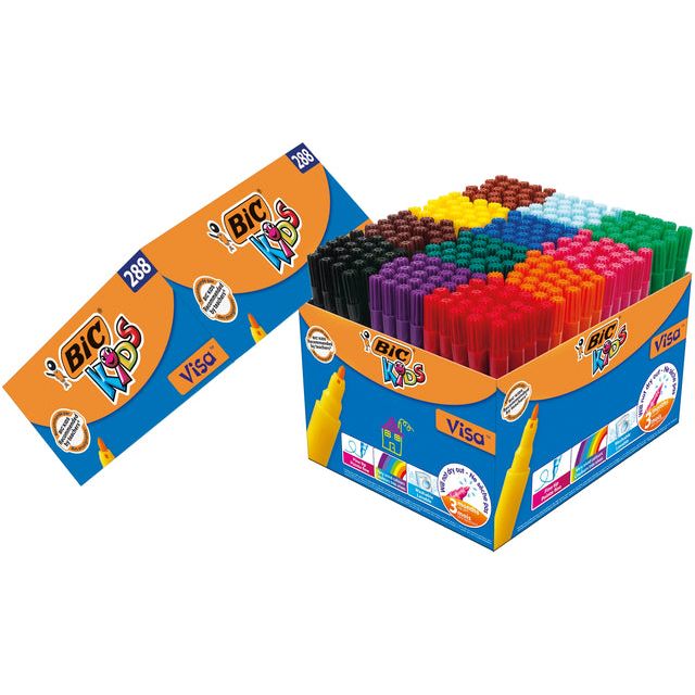 Bickids - Marqueurs de couleur pour enfants Visa Fine Assorti Schoolbox de 288 pièces