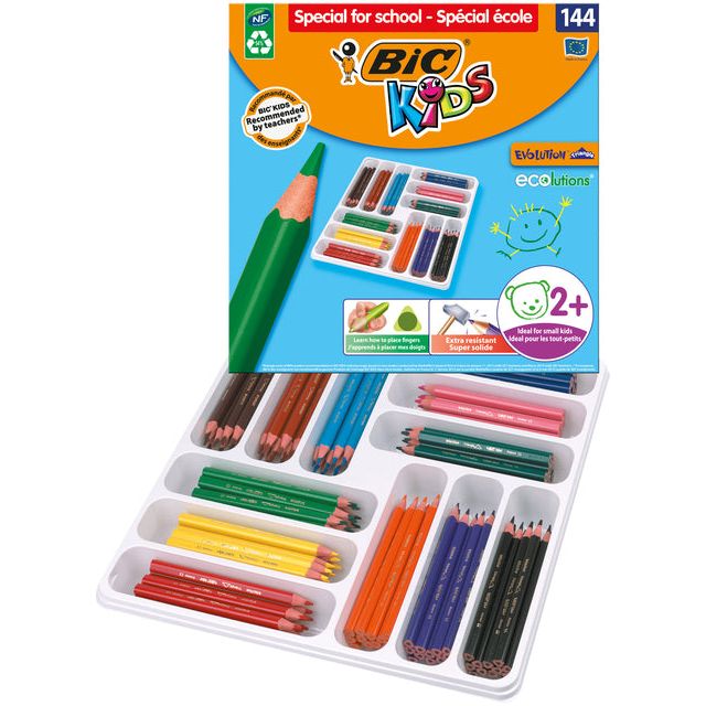 BICKIDS - COLORED CURN BICKIDS ECOLUTIONS Schoolbox 144st | Box A 144 Piece | 10 morceaux