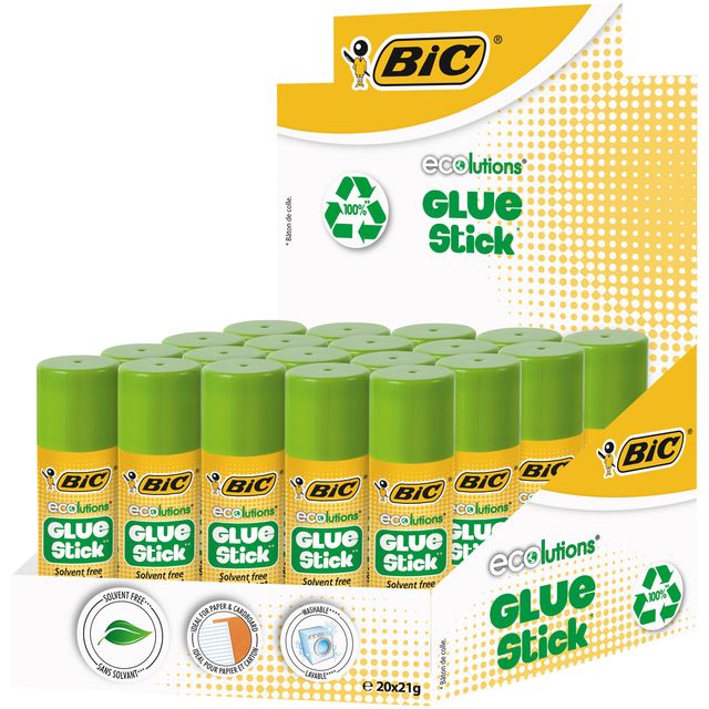 Bic - Pegamento en barra ecolutions 21gr caja de 12+8 gratis