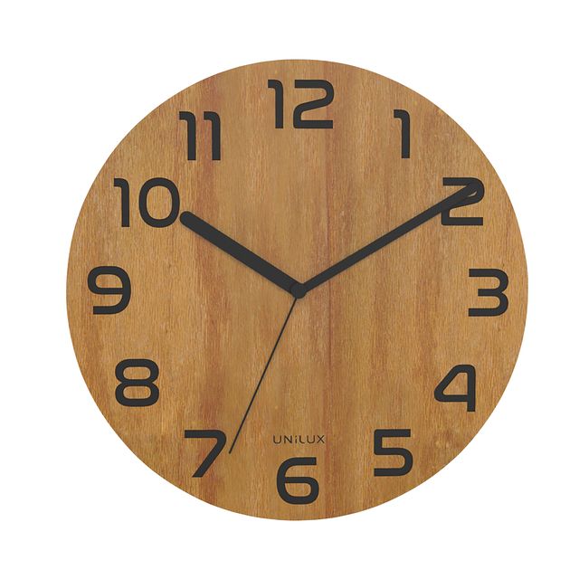 UNILUX - Wall clock Palma bamboo black | 8 pieces