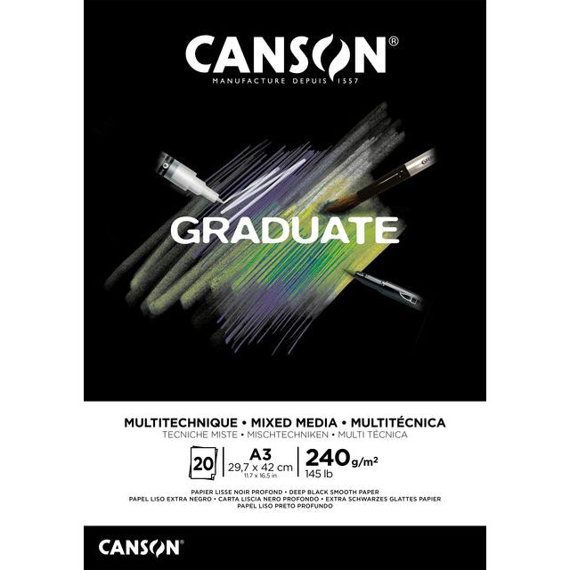 CANSON - Bloc à dessin Canson Grad Mixed Media BL A3 20V 240GR | 1 pièce