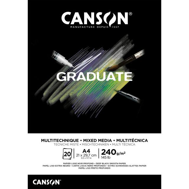 CANSON - Bloc à dessin Canson Grad Mixed Media Bl A4 20V 240GR | 1 pièce