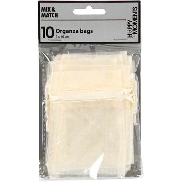 Creotime - Sacchetti di organza Creativ Company 7x10cm 10 pezzi bianco sporco 10 sacchetti