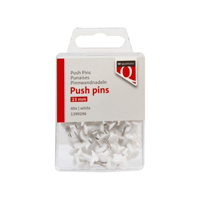 Quantore - Push Pins weiß 40 Stücke | Blasen Sie ein 40 -Stück | 20 Teile