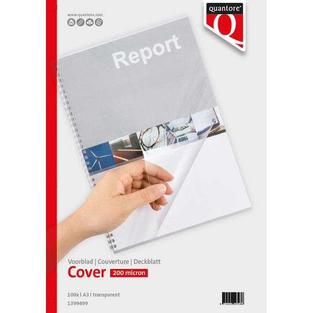 Quantore -  Voorblad a3 pvc 200micron transparant | 4 stuks