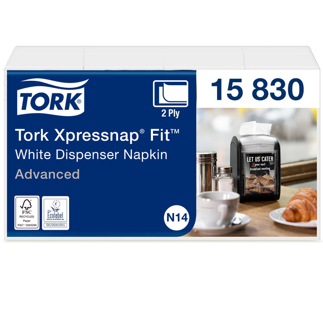Tork - Serviette N14 Xpressnap Fit Advanced multiplis 2 couches 213x165mm 720 feuilles blanc 15830 | 288 pièces