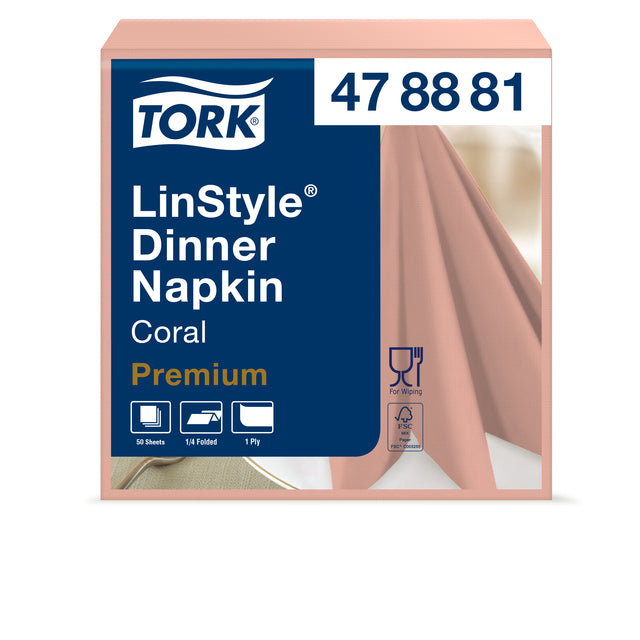 Tork - Dinnervet Linstyle 39x39cm Koraal 478881 | Emballez un 50 morceau | 12 pièces