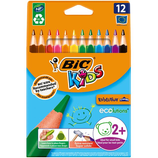 Bickids - Farbige Bleistift Bickide Evolution Dreieckssorti | Endui ein 12 Stück